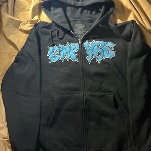 Empyre Black Zip Up Sweater with Blue Graphic